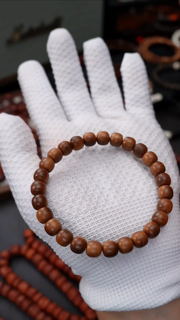 檀香木手串/手链黑肉焦糖老山檀香7*8老型珠单圈精工
