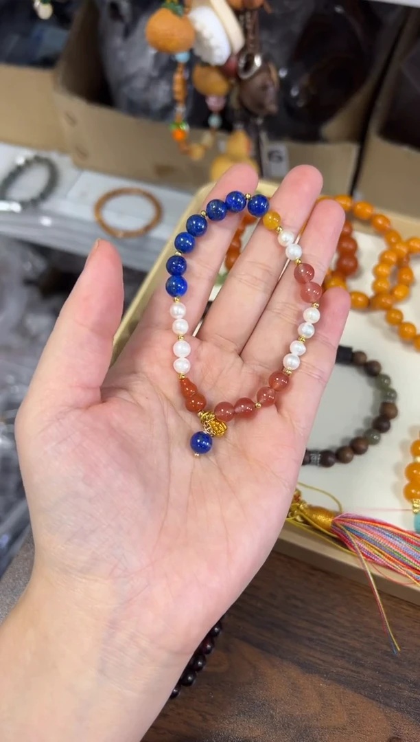 手链未镶嵌南红玛瑙南红葫芦青金珍珠款手链[0464]