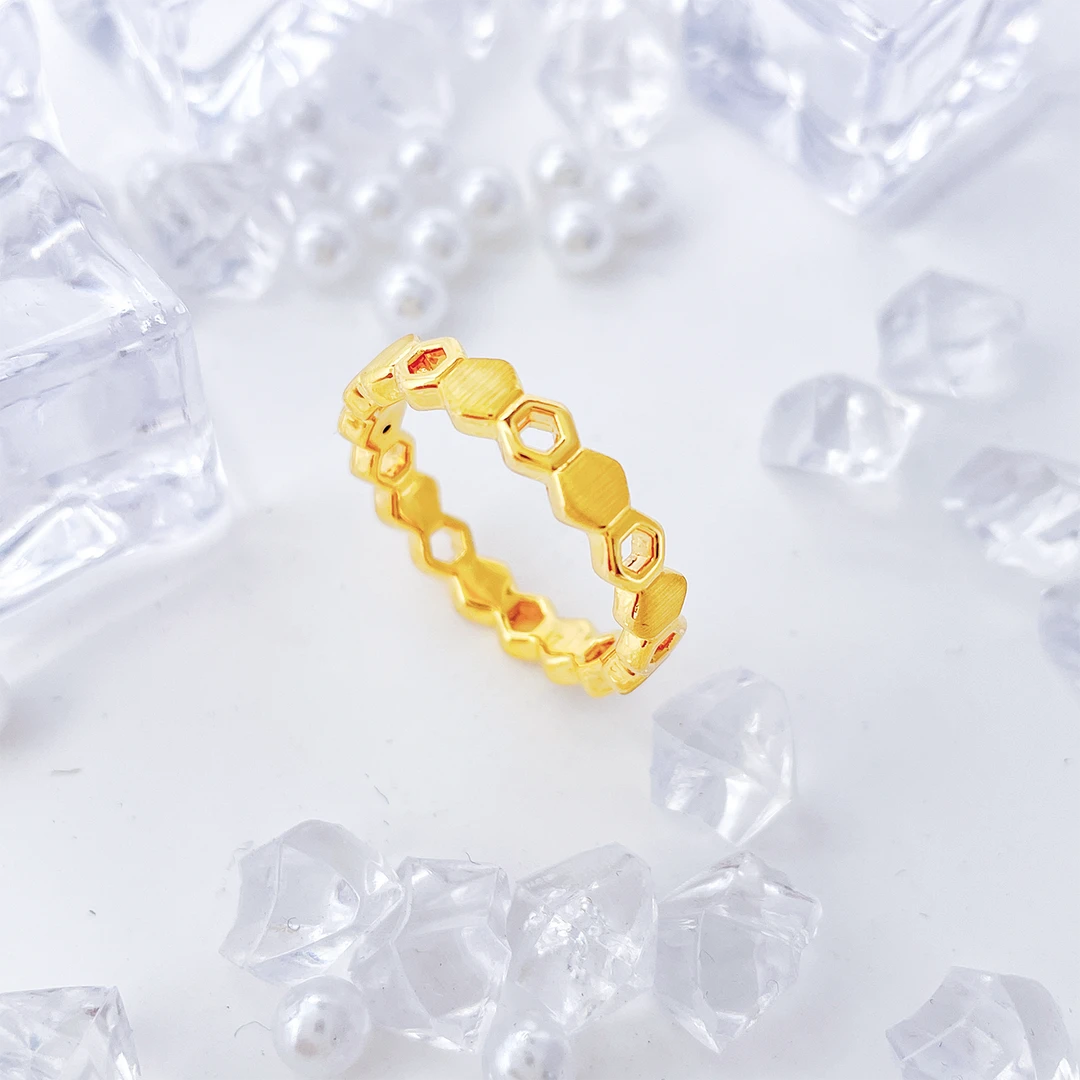 【飘飘严选】足金999 镂空蜂巢戒指 1.22 18圈口