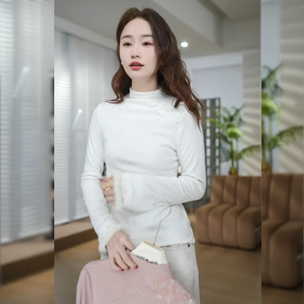 HELA AOMI“水貂织花” 立体花朵小众洋气打底针织衫CY5DM39514