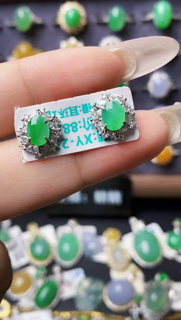 银S925镶嵌戒指翡翠0140
