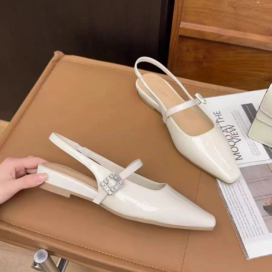 89-332   新款法式浅口粗跟百搭包头凉鞋