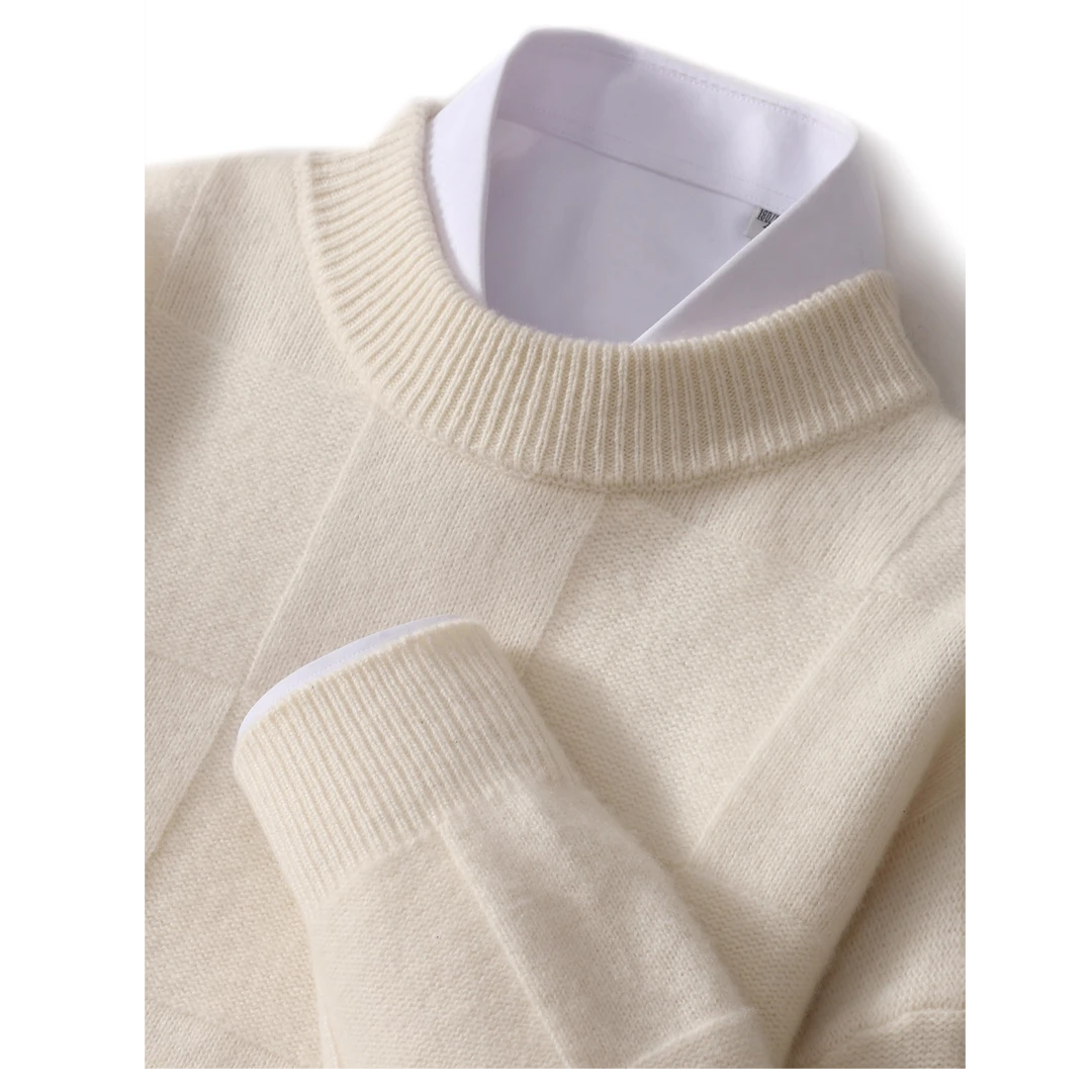 半高领羊毛衫男士格子毛衣复古日系慵懒风棋盘格时尚百搭打底衫男