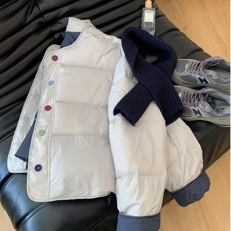 【送围巾】2024冬季新款短款女小个子小清新彩色扣减龄面包服外套