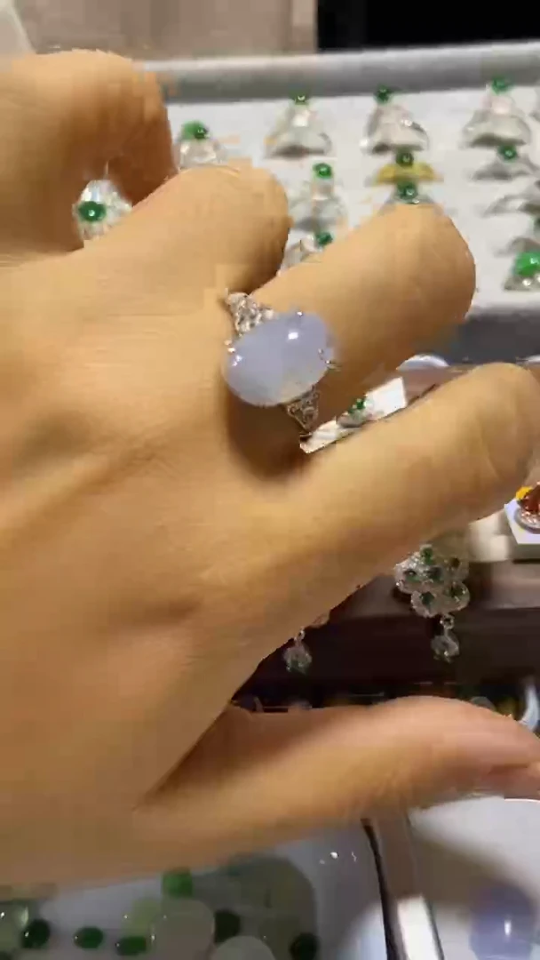【闪购商品】翡翠戒指银S925镶嵌缅甸天然a货翡翠戒指