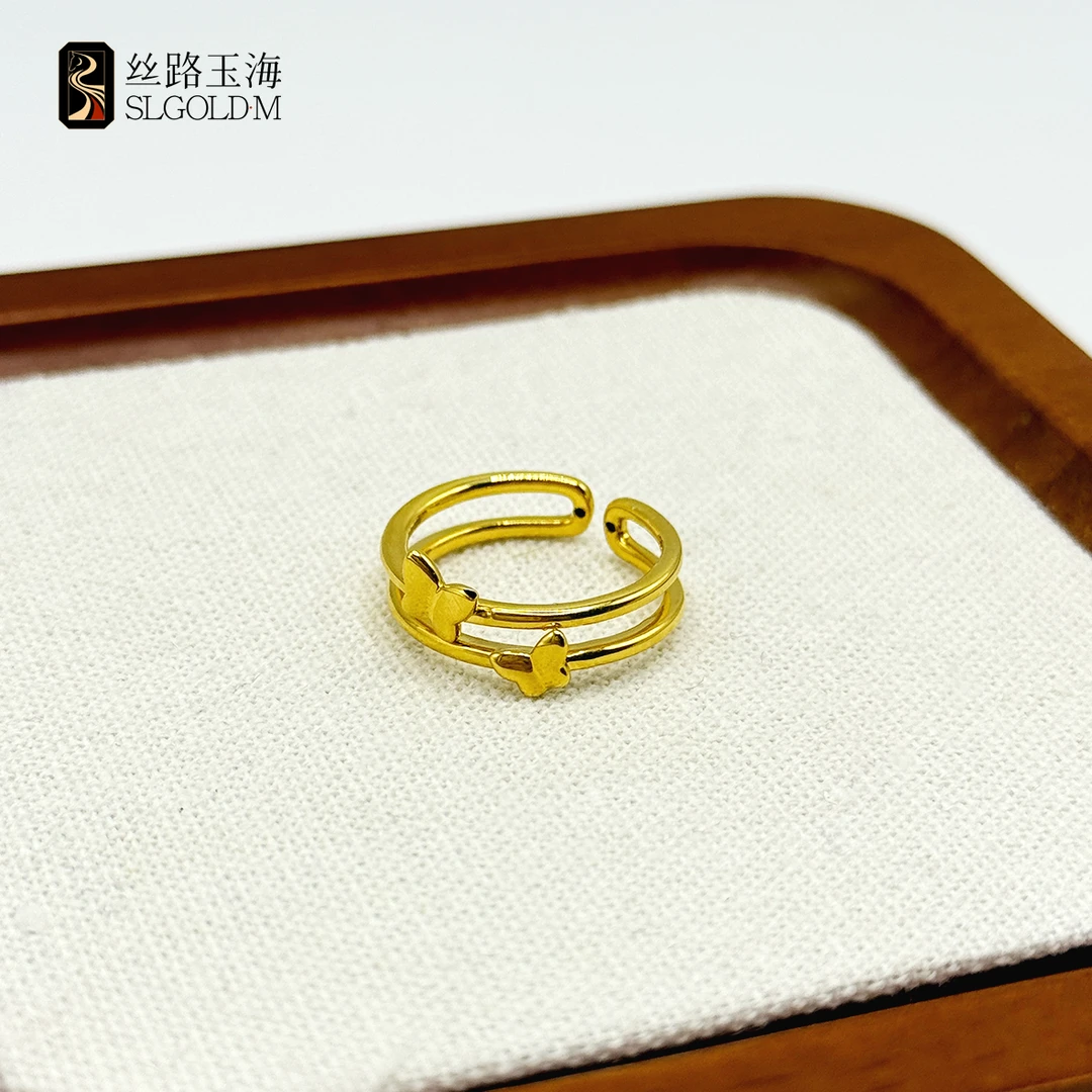 镂空蝴蝶戒指足金999精致优雅时尚设计感