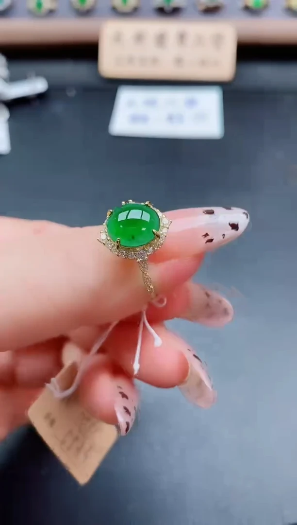 银S925镶嵌戒指翡翠1