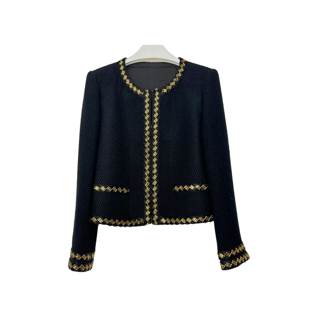 春季新款小香风短外套女25018黑色