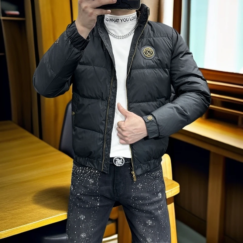 维斯克纳简约百搭立领羽绒服男士秋冬季新款保暖夹克白鸭绒外套