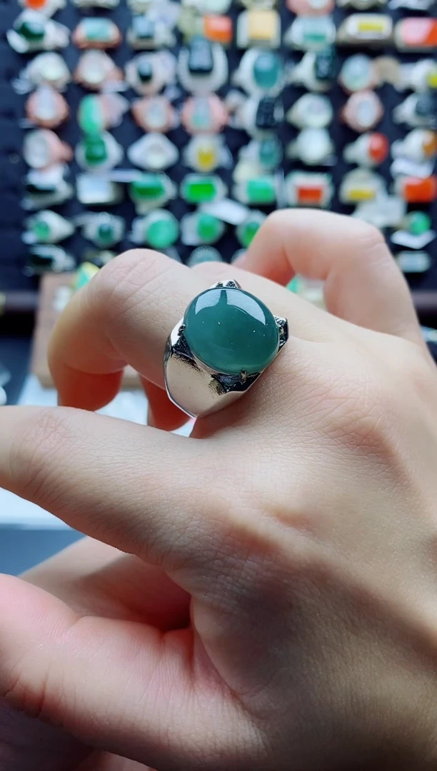 未镶嵌戒指翡翠待****好天然翡翠A货男戒