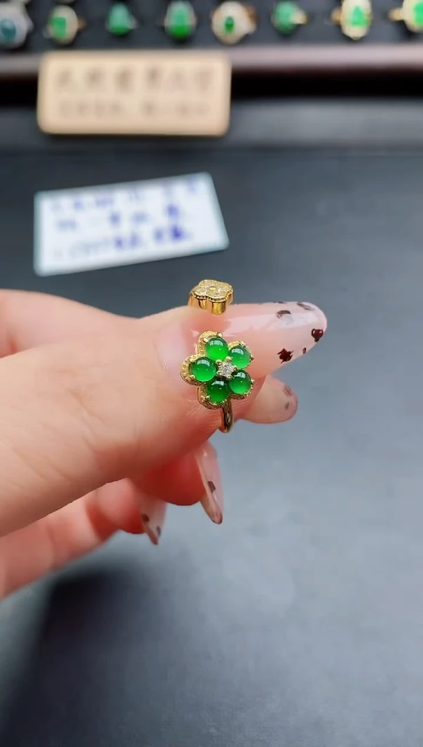 银S925镶嵌戒指翡翠1