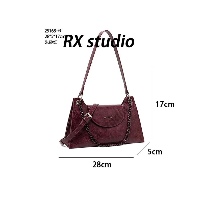 【南沙瑞熙】QYX-25168-6-朱砂红-轻奢小众设计感时尚百搭女士包