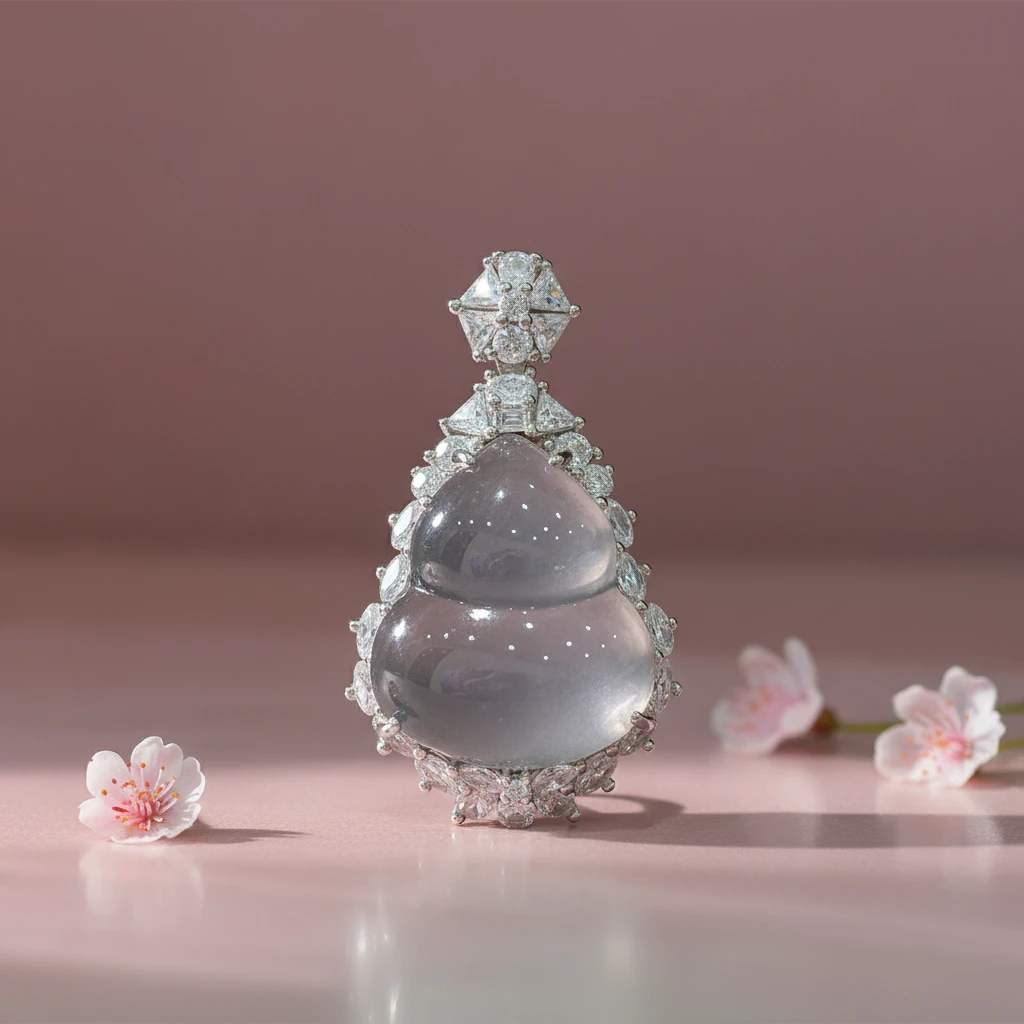 【知晴】俄冰黑钢玻璃种天然石英质玉s925银镶嵌小众精美葫芦吊坠