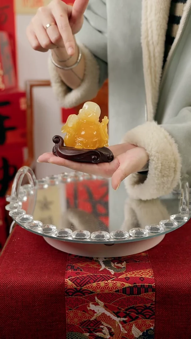 【闪购商品】玉琉璃黄色弥勒佛摆件