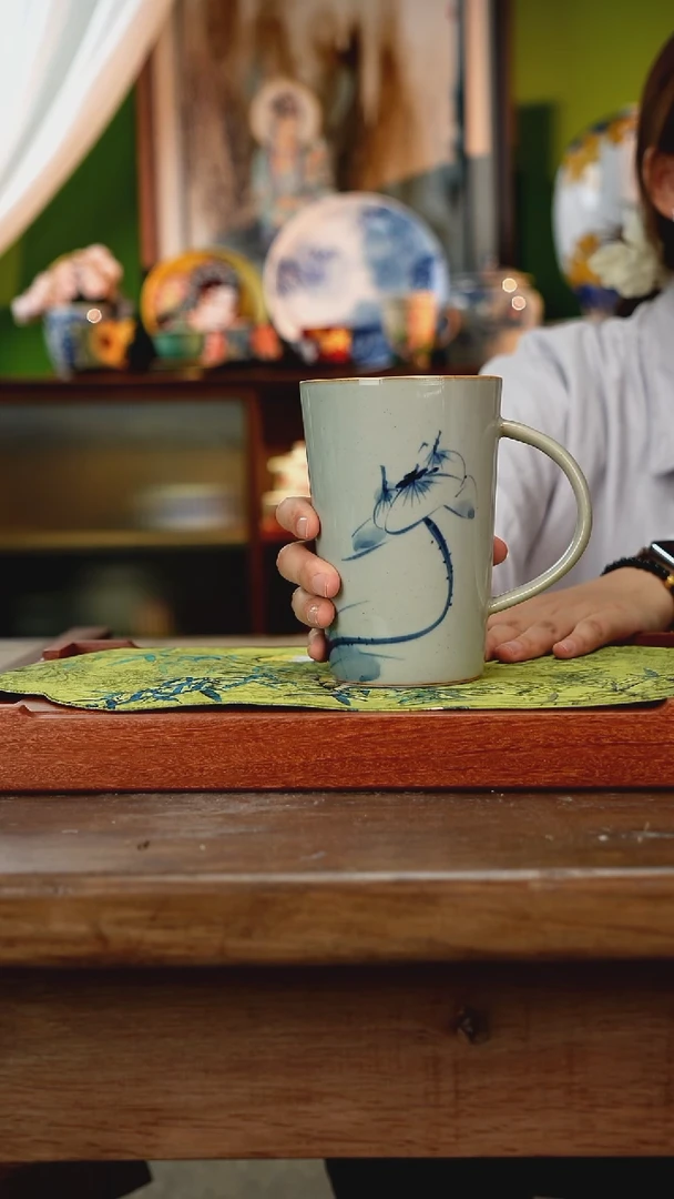 杯子景德镇纯手工釉下彩精品茶具水杯