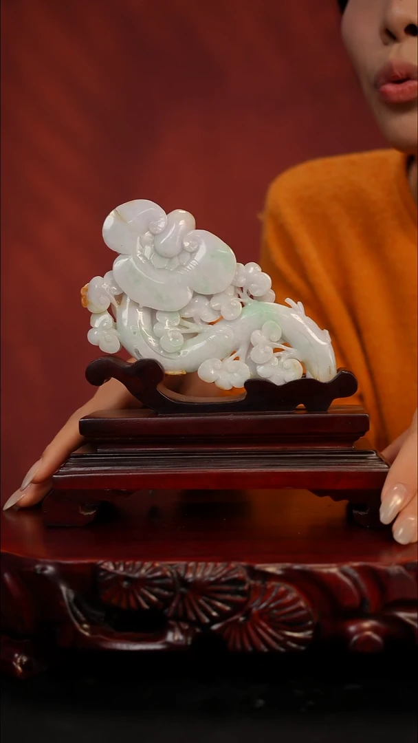 未镶嵌摆件翡翠三彩如意摆件