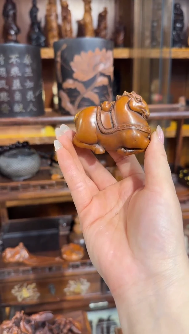 【闪购商品】木木艺黄杨木马上有钱手把件68.88