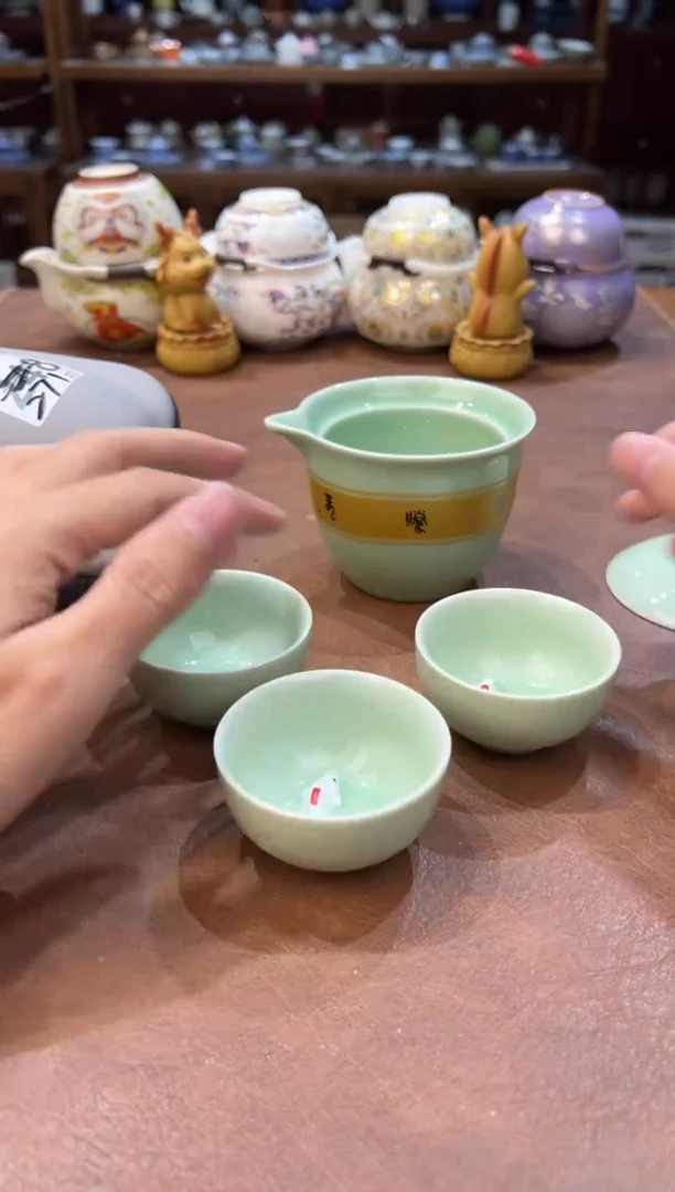 真的很便宜超好看会开片的旅行茶具