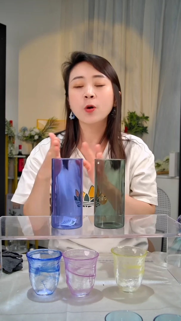 平底款水晶玻璃4支纯色直筒杯（每款2支）