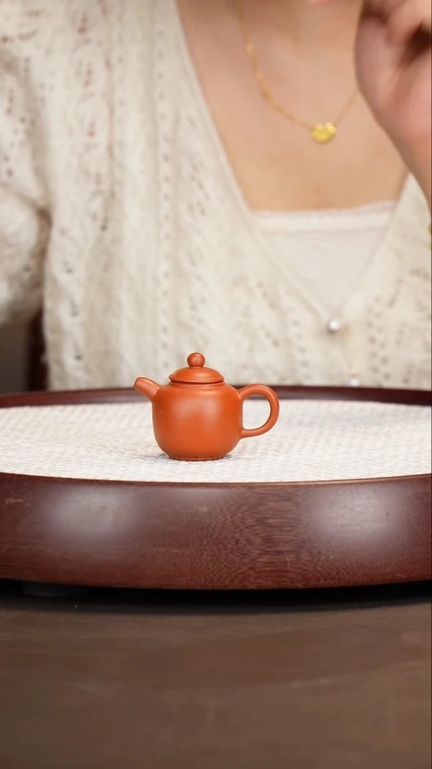 茶壶紫砂朱泥匏尊手把件