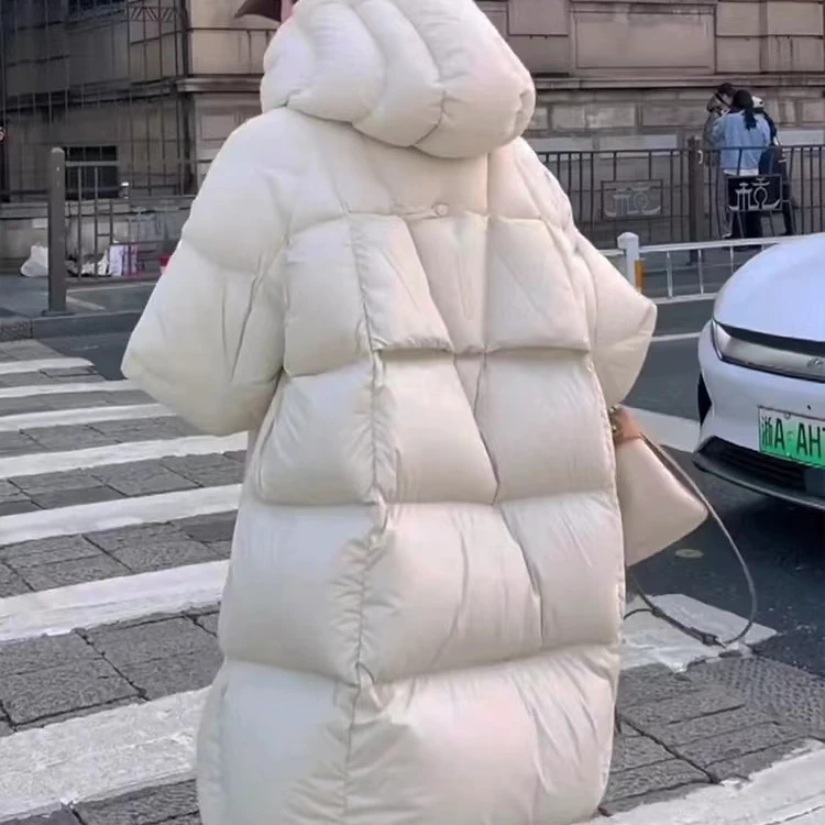新国标90白鸭绒女24新款时尚简约加厚中长款连帽秋冬韩版5035