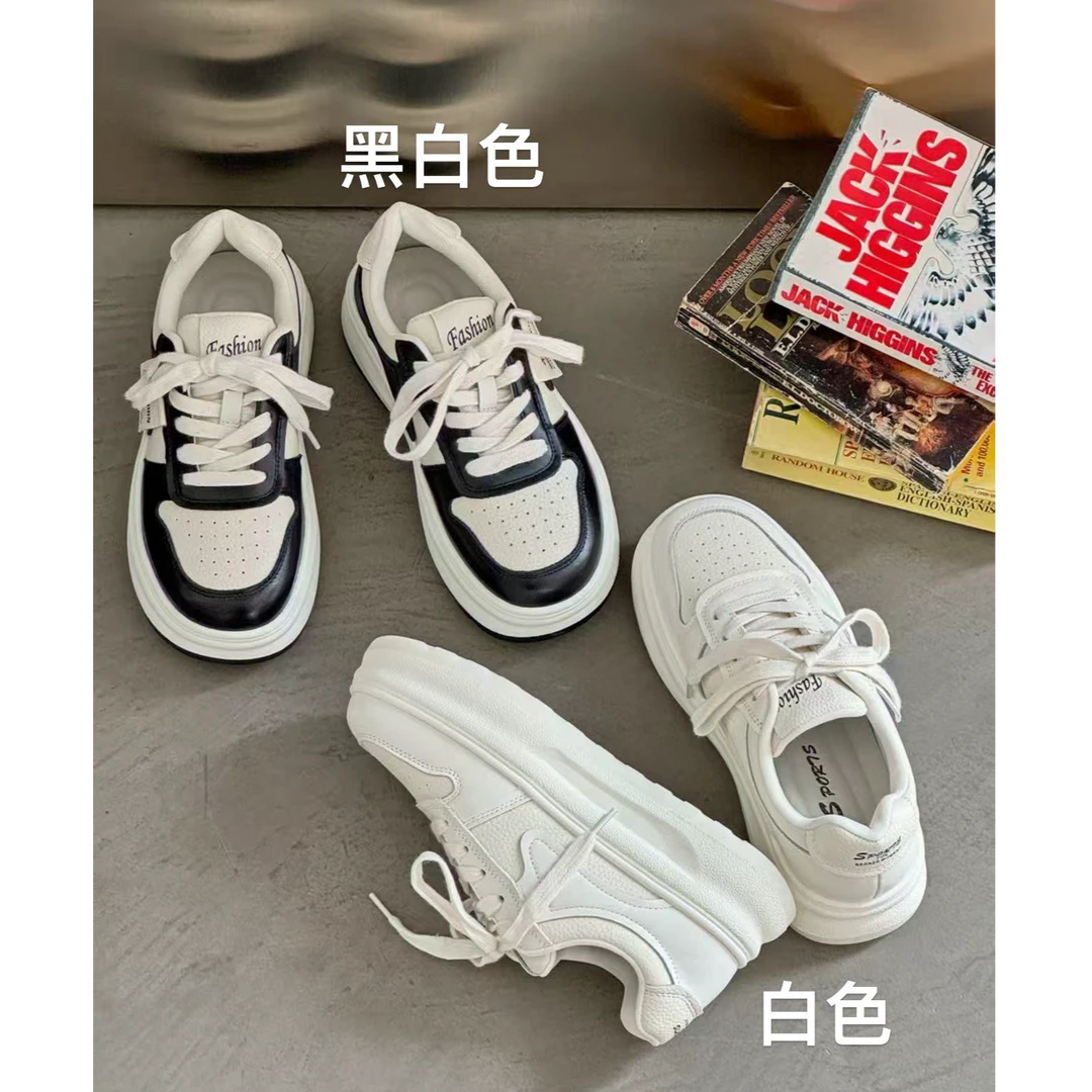 BDFHH002 韩版熊猫色新款厚底时尚百搭小白鞋运动板鞋