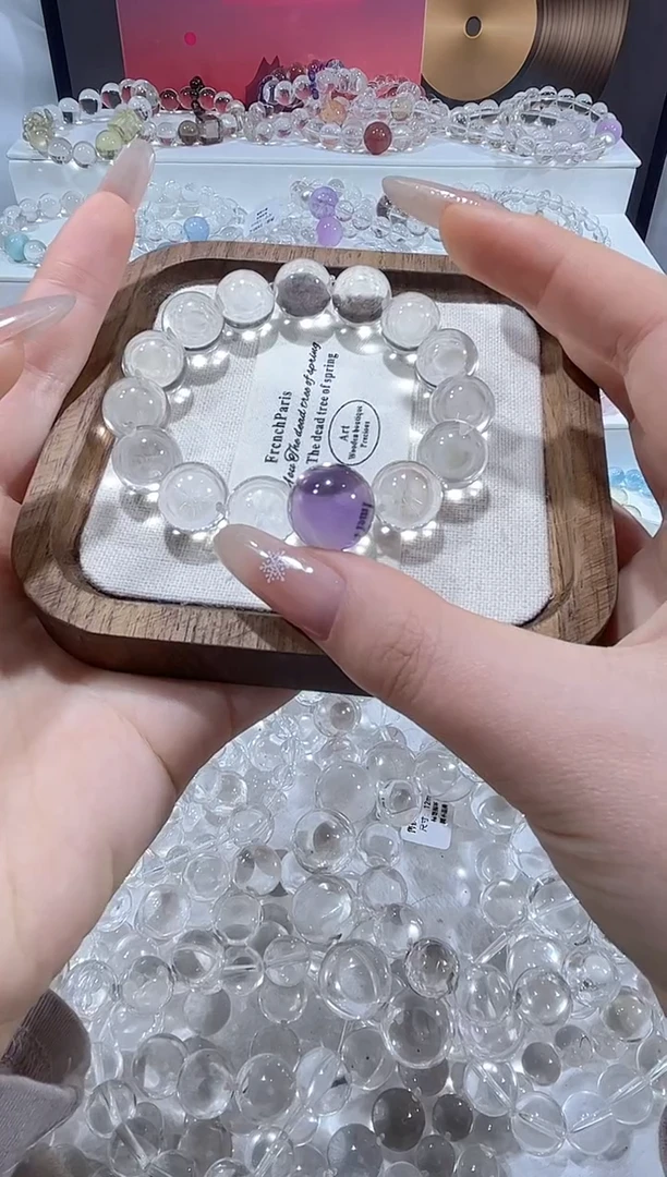 未镶嵌手串水晶白水晶紫水晶顶珠15mm