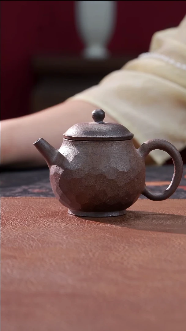茶具裸烧铁胎水立方茶壶@@ST-C10016