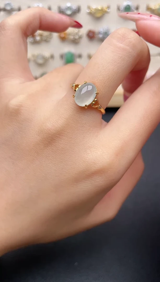 【闪购商品】翡翠戒指银S925镶嵌一物一证一礼盒