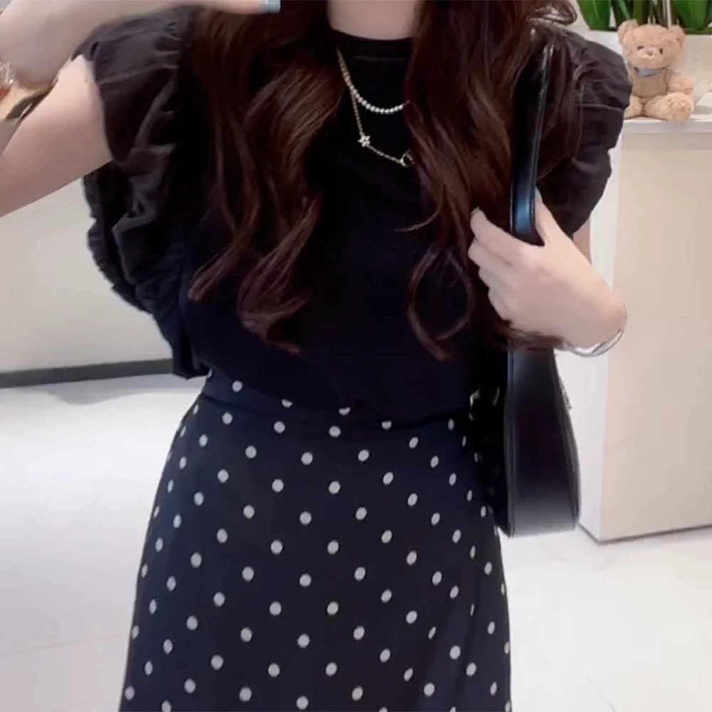 新款夏季蕾丝露背拼接无袖T恤小众百搭上衣显瘦T恤