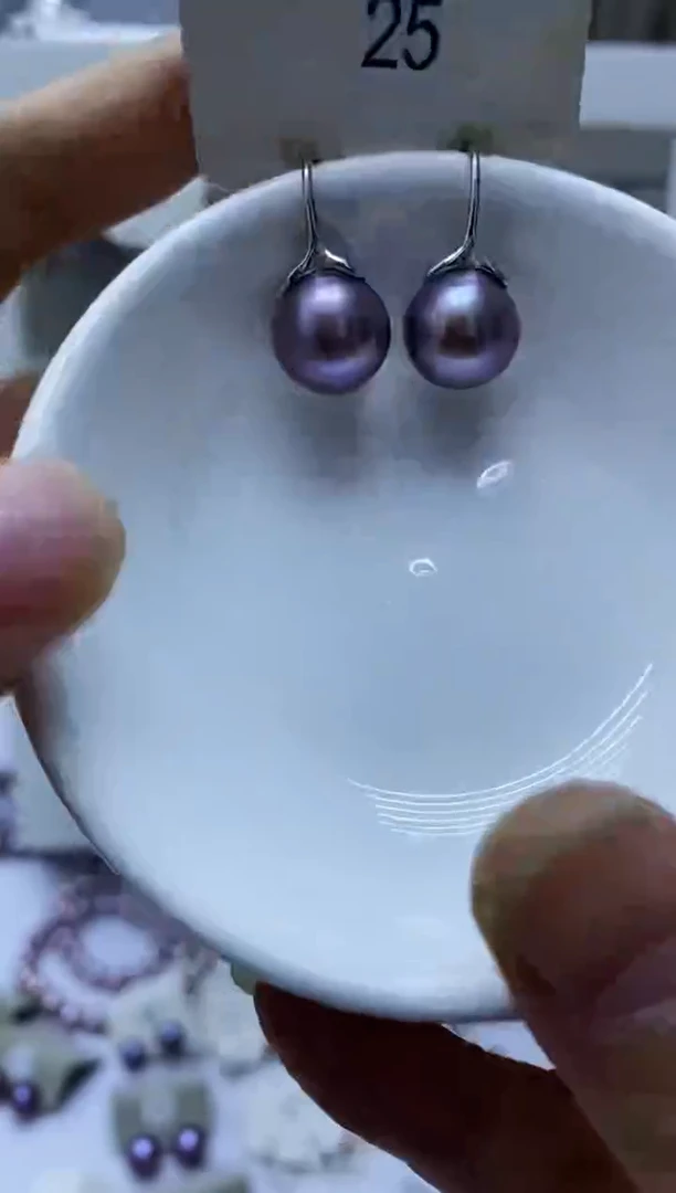 银S925镶嵌淡水珍珠耳饰25