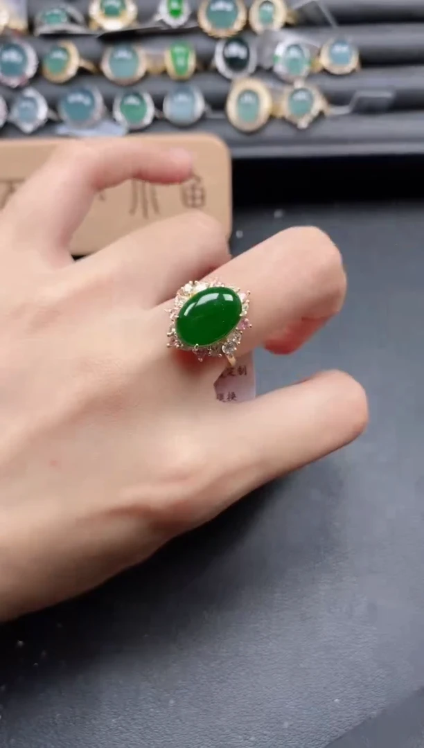 翡翠戒指银S925镶嵌165151