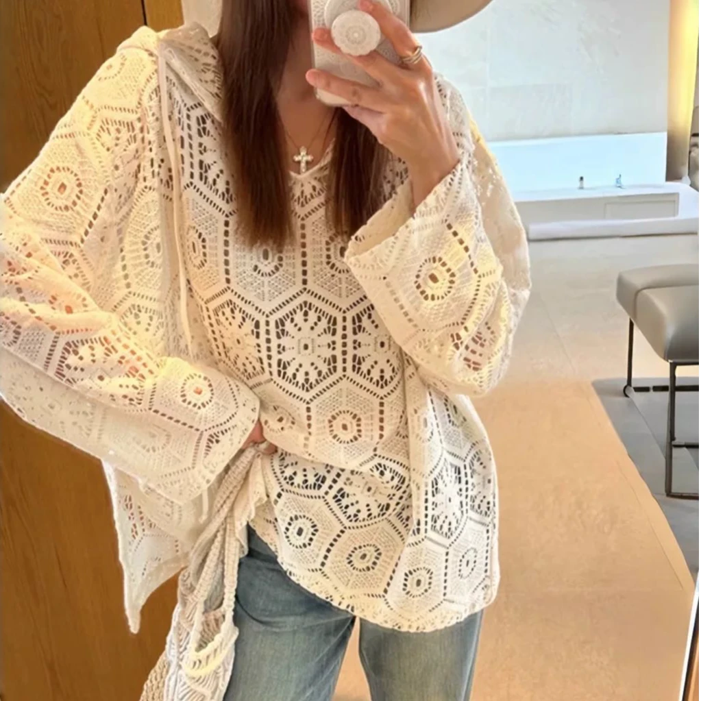 【主播同款】2025新款慵懒风镂空衬衫