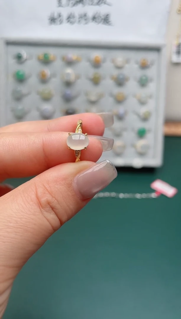 翡翠戒指银S925镶嵌.