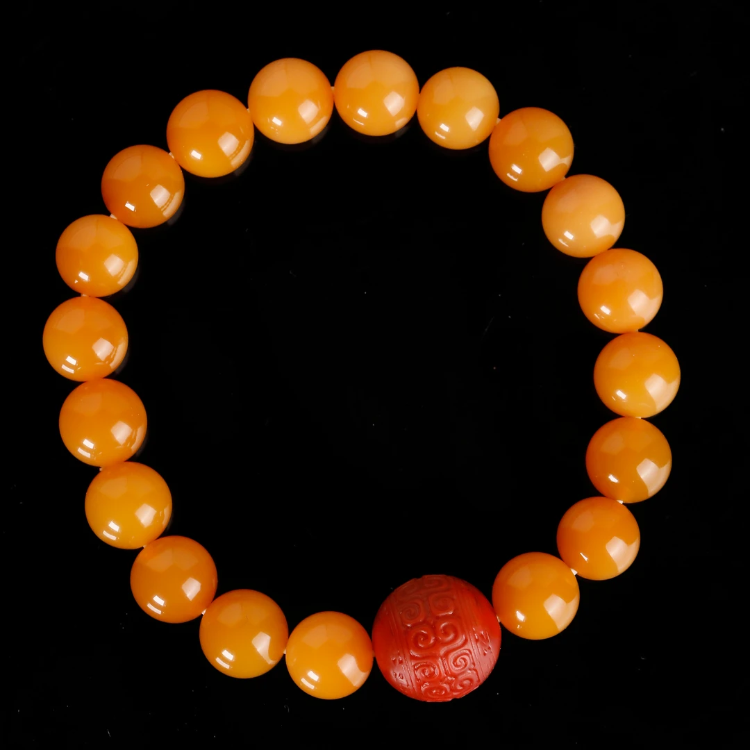 预售石英质玉（缅黄）圆珠手串WG001020尺寸约9mm