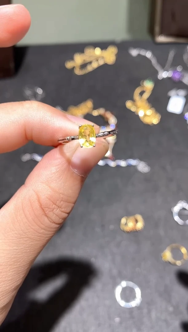 戒指蓝宝石银S925镶嵌戒指