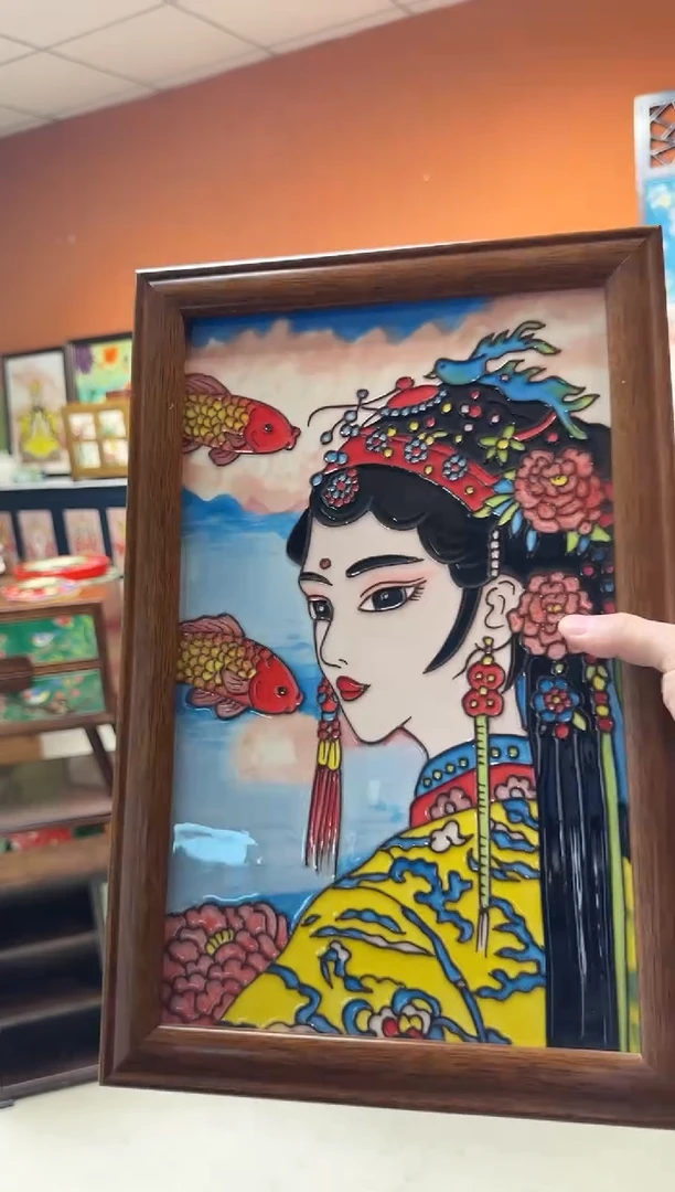 陶瓷 28.43挂画  玄女人物挂画