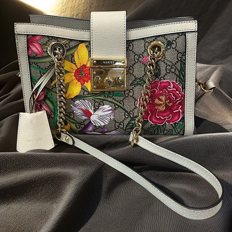 95新 GUCCI/古驰 Ophidia花卉链条包1153 7040