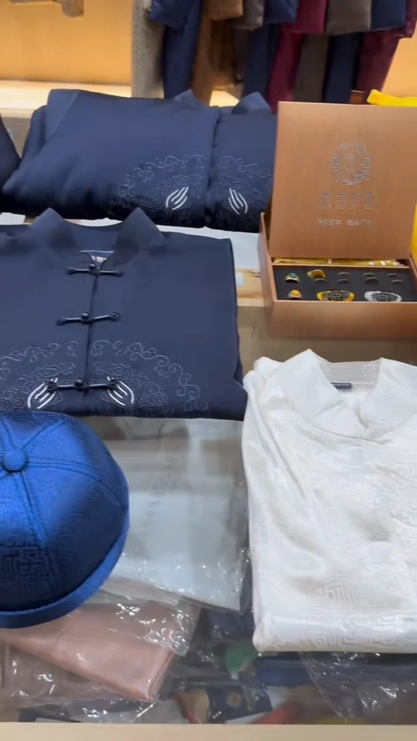 高端天丝天花板男士新中式添福寿服百年服全套配齐七件套