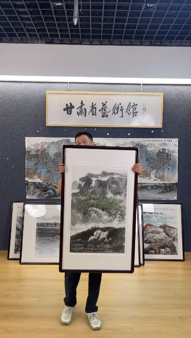 国画6269刘庆Y四尺三开带框