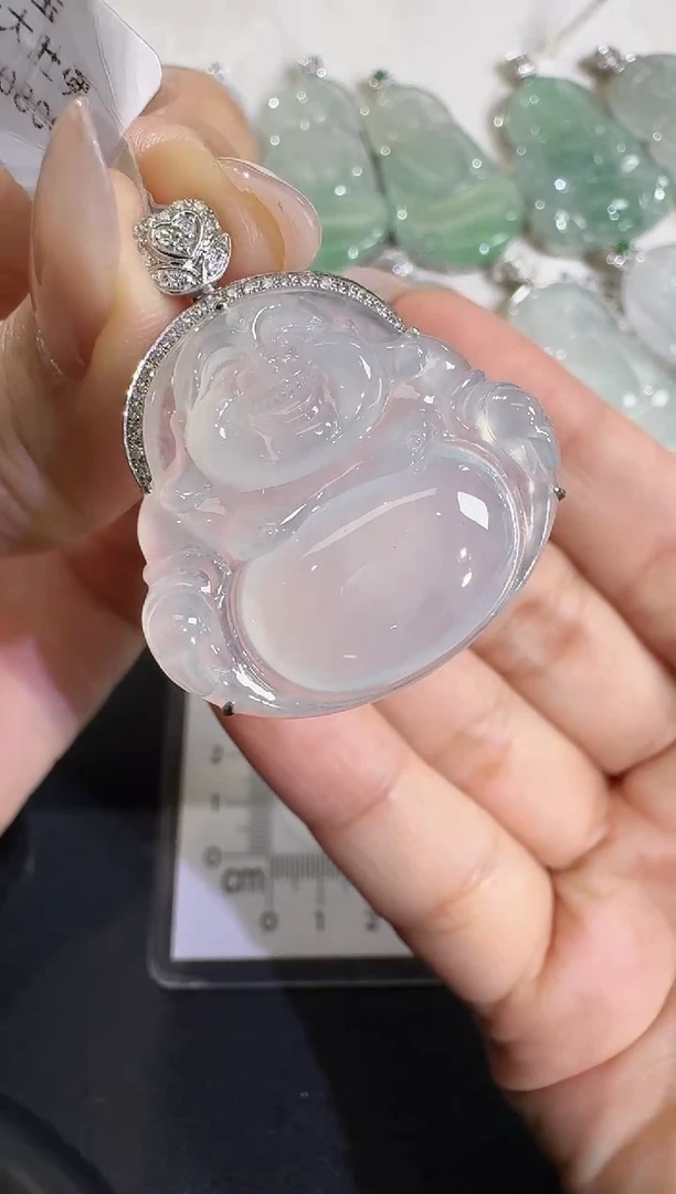 吊坠(不含链)18K金镶嵌翡翠【源头工厂】钻石镶嵌