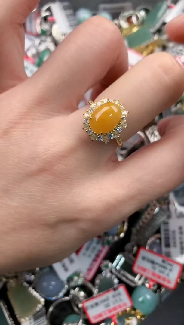 银S925镶嵌戒指翡翠1010----6