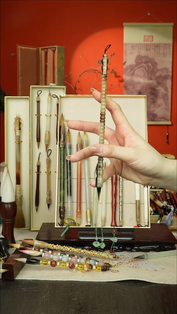 130号闪孤品高货毛笔链接 清水试笔 蘸墨不退