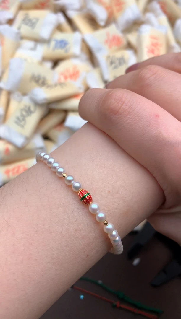 【闪购商品】淡水珍珠手链18K金镶嵌 多样性发货（发一个）备注圈口