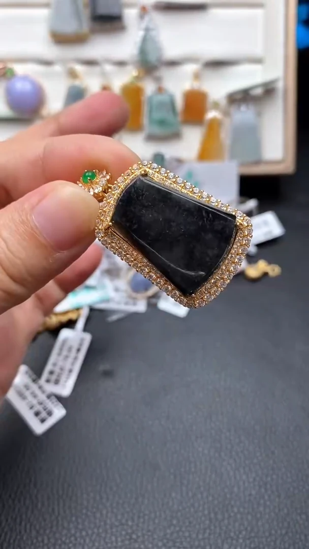 银S925镶嵌戒指翡翠1