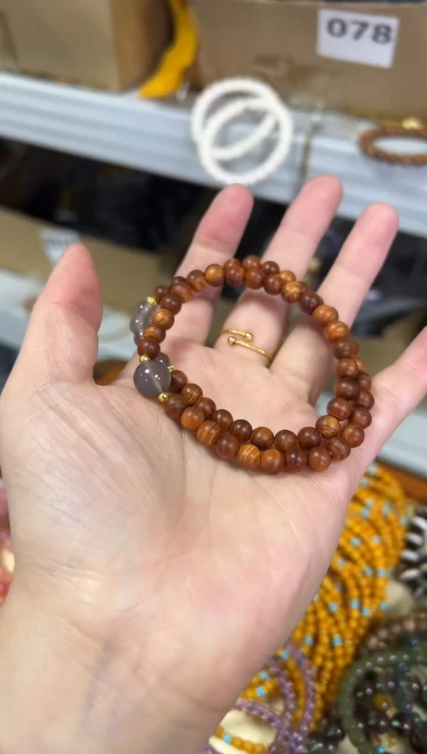 【闪购商品】柏木（崖柏）手串未镶嵌老料崖柏玛瑙珠双圈[0559]