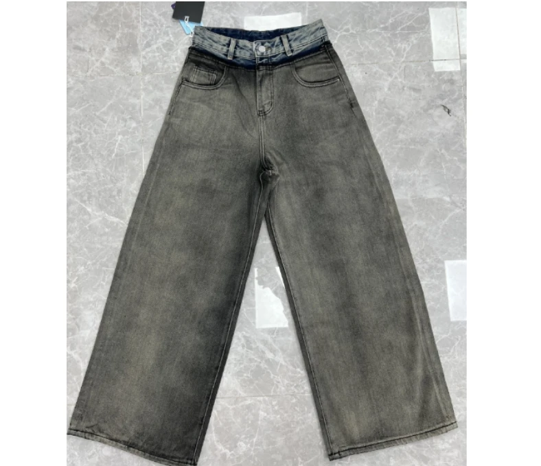 V姐-P1032-黑灰-牛仔裤