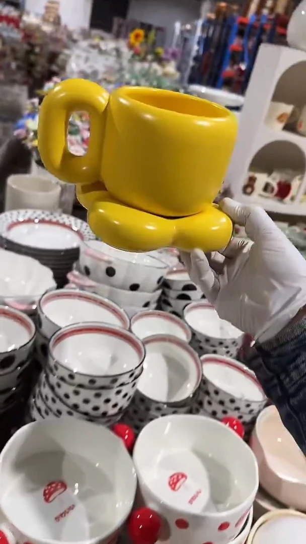 陶瓷胖胖杯碟微瑕 凑满20元包邮