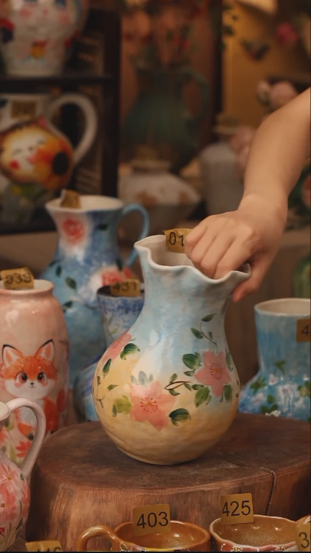 陶瓷018景德镇设计师手作花器摆件侘寂风