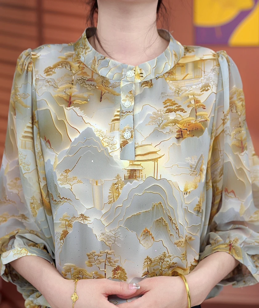 C10【出口原单】优雅时尚气质显瘦衬衫-冰冰